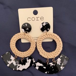 Black and White Acrylic Dangle Earrings Tiered